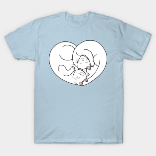 Cute White Cat Heart T-Shirt